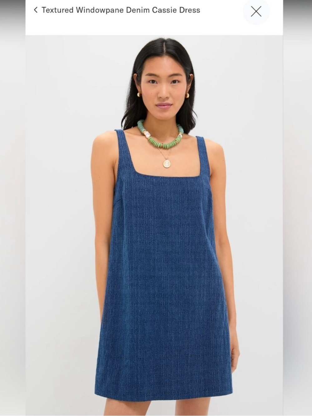 Tuckernuck Textured Windowpane Denim Cassie Dress — Size XS